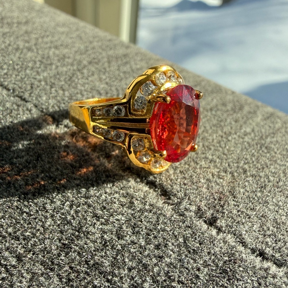 3/$100 Sunset Orange Sapphire Ring size 6.5